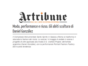 Artribune review about "Portrait Fashion Factory" performance, May 14th, 2015, Rome